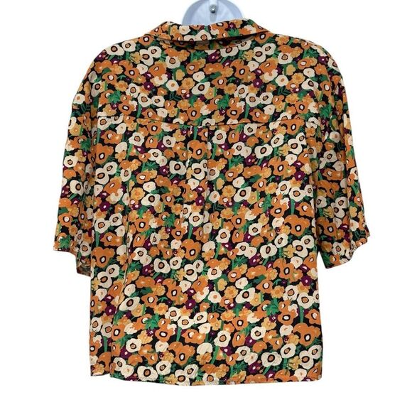 Taylor Tillman New York Floral Button Front Blouse Retro Print Top L Large - Picture 4 of 6